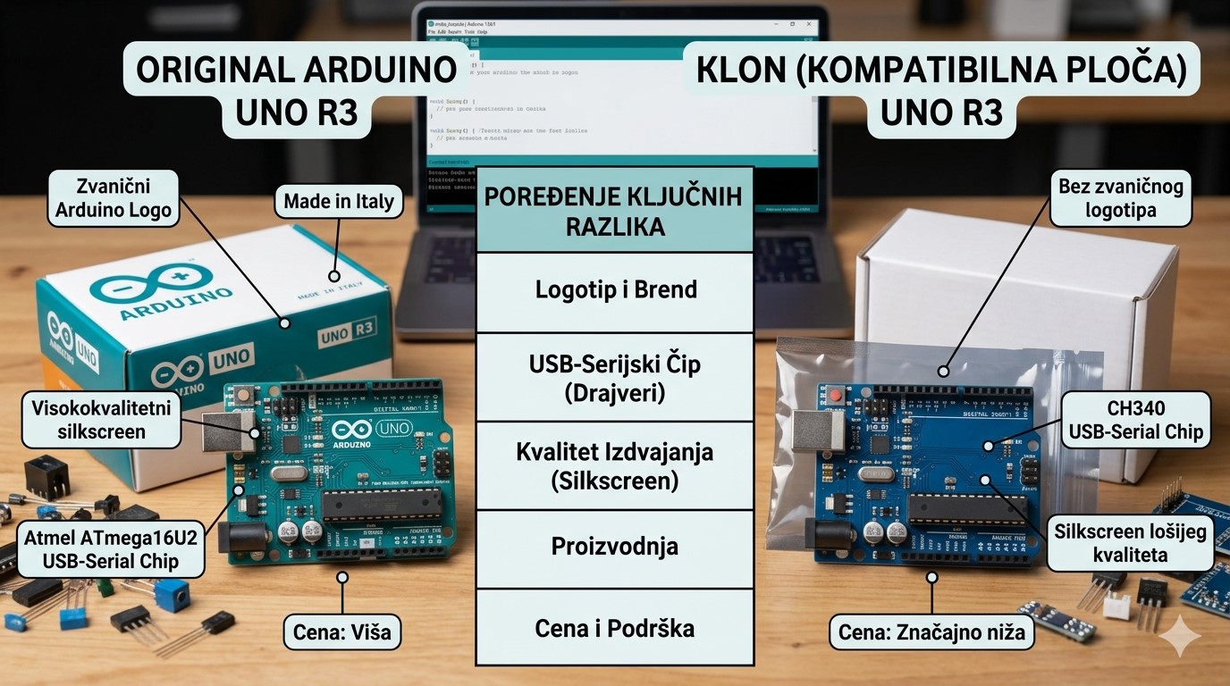 Arduino original i klon poređenje