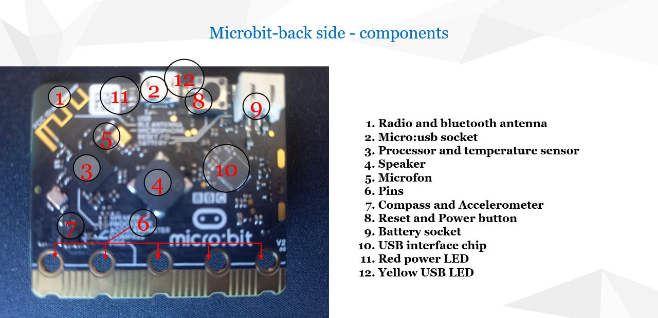 Components on the back of the Microbit