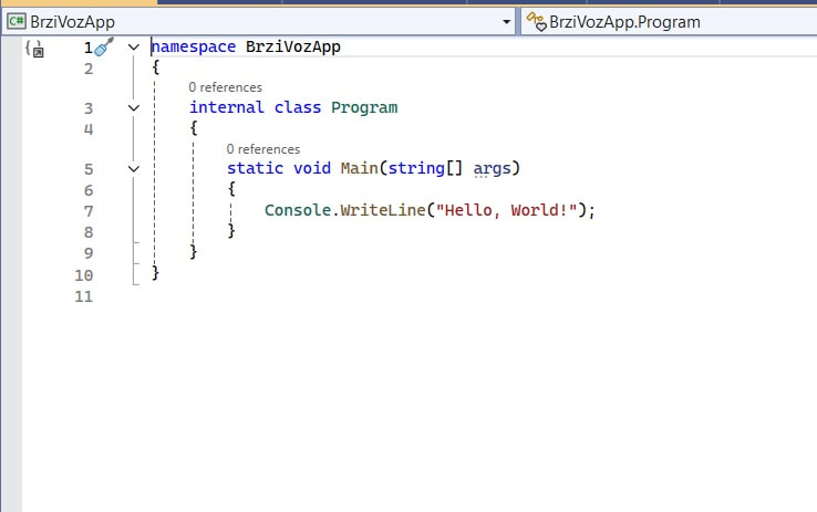 C# Složena aplikacija: Kreiranje novog projekta BrziVozApp
