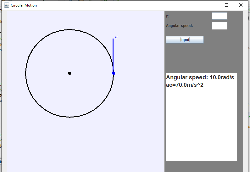 Figure 9: Circular motion animation. Display the main application window-complete.