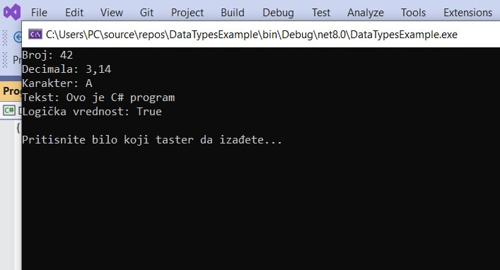 Kreiranje jednostavne   aplikacije u C# upotrebom alata  Visual Studio 2022 Community, Aplikacija 