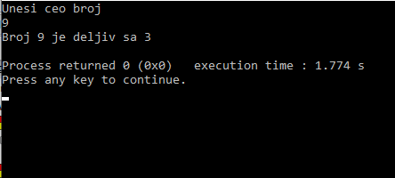 Grananje u programu, primer 