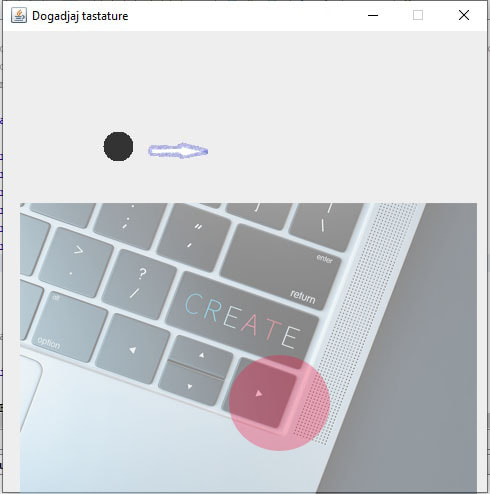 Događaj tastature(KeyListener): Pomeranje objekta pomoću tastera strelica u 4 pravca