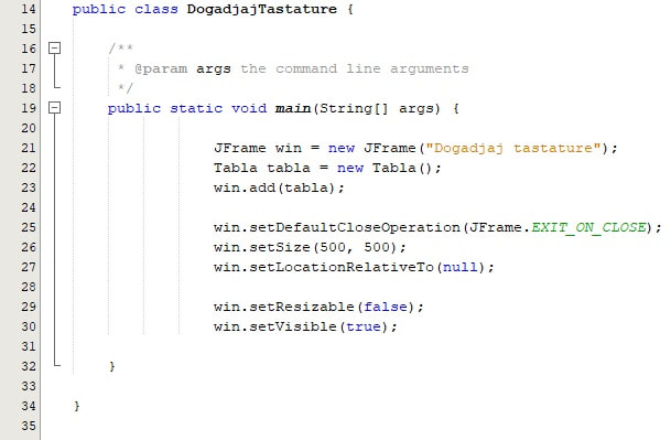 KeyListener-Java:  Događaj tastature-main metoda