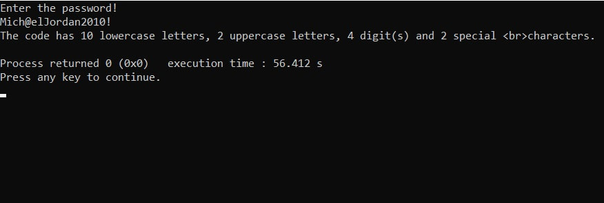 Analysis of input code, example in C language-execution