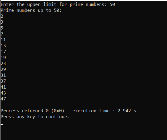 The Sieve of Eratosthenes algorithm -starting the application