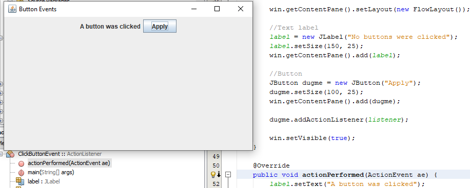  Events in Java. Creating complete graphics