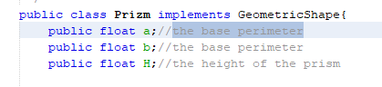Figure 6: Interfaces-Class Prism implements the Geometric Shape interface