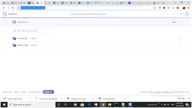 Razvijanje web aplikacije na heroku platformi-Aplikacije