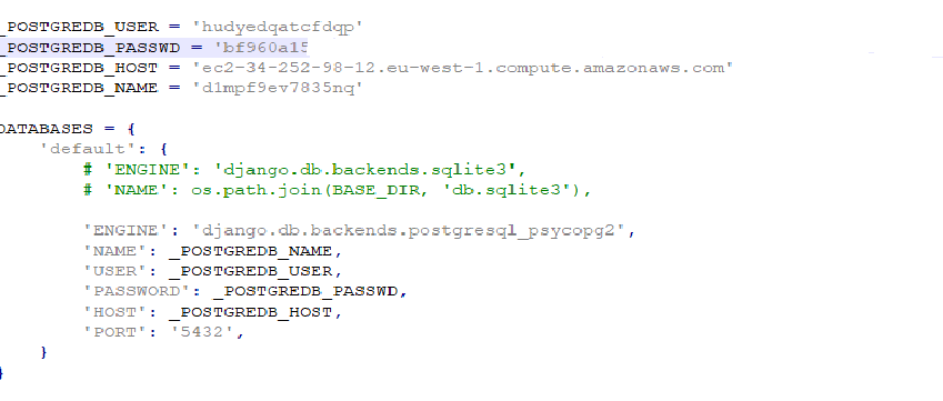 Django-podešavanja baze postgresql-settings.py
