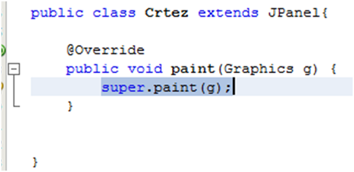 Crtanje u prozoru. Prepravljanje (overriding engl. ) metode - paint