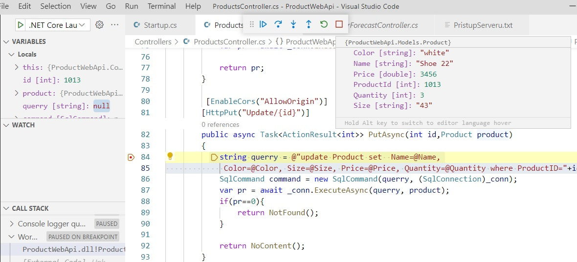 Web Api Server - PUT method called from another application