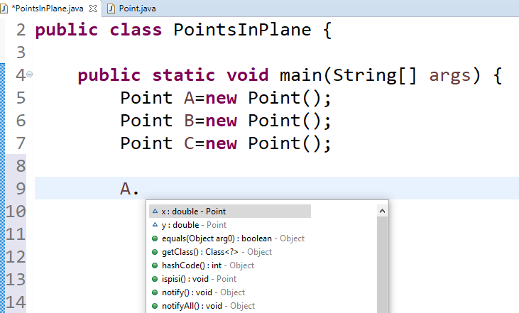 Classes and Objects: Points in the main class 3
