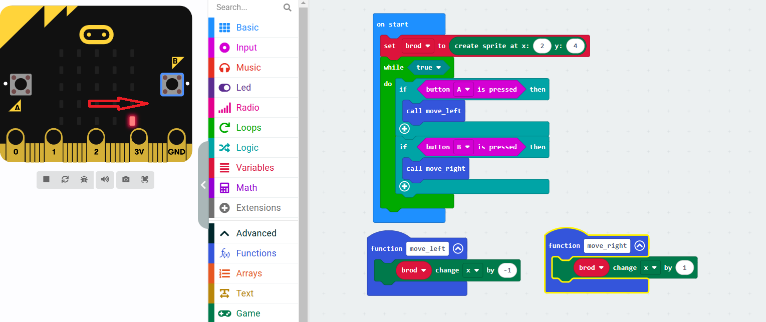 Paleta Function u MakeCode-u. Kompletan kod 