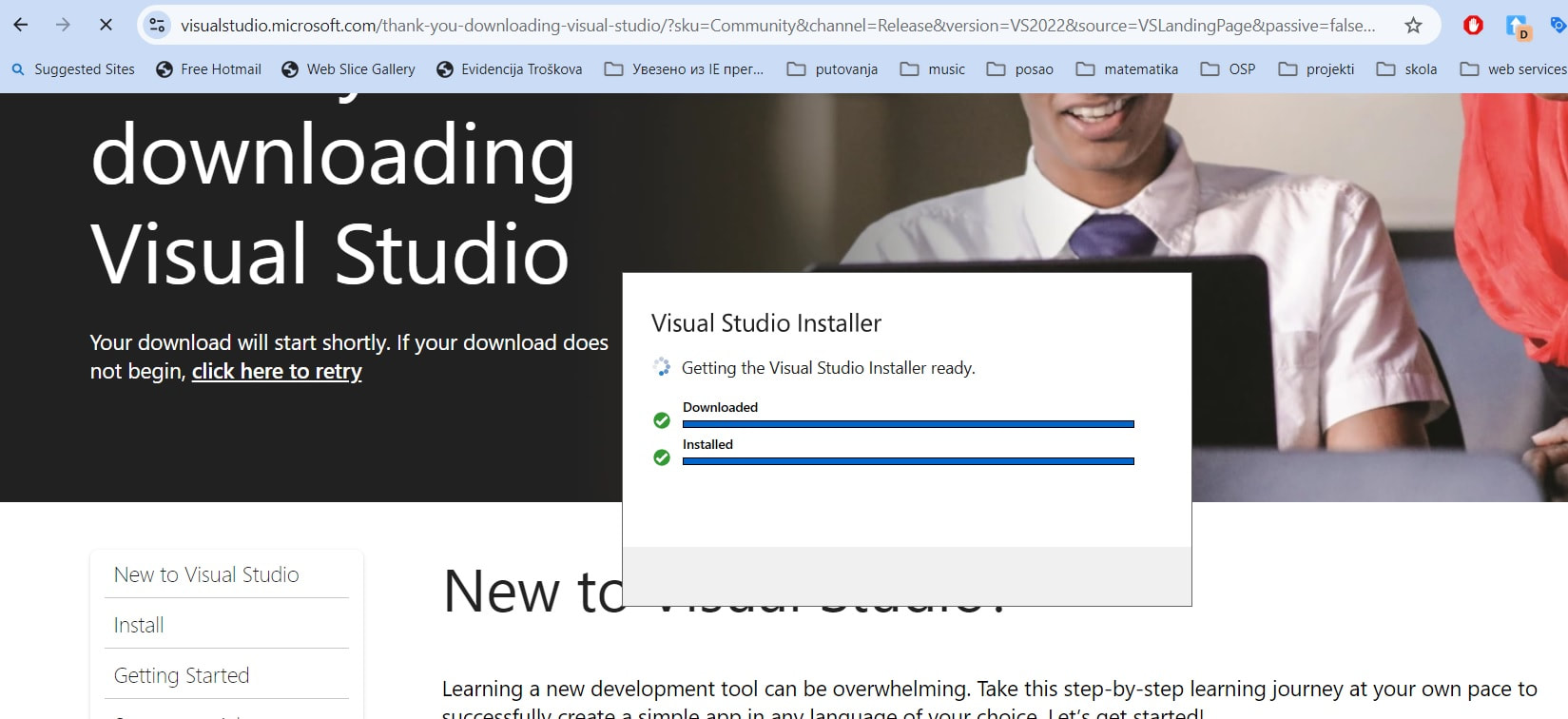 Preuzimanje i instaliranje Visual Studio 2022 Community