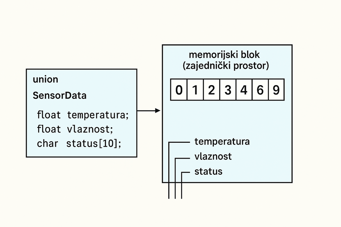  Primer upotrebe unija-Podaci sa senzora temperature i vlažnosti
