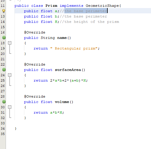 Figure 3: Interfaces-Implementation in the Prism class
