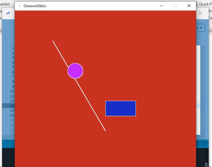 Processing Java - kreiranje osnovnih geometrijskih oblika