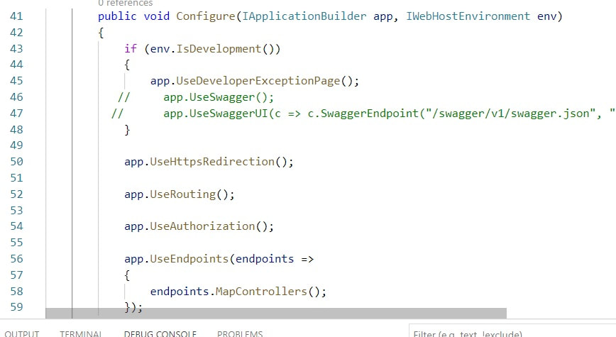 Web API server: Startup klasa, metoda  