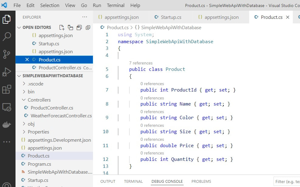 Web API server: 