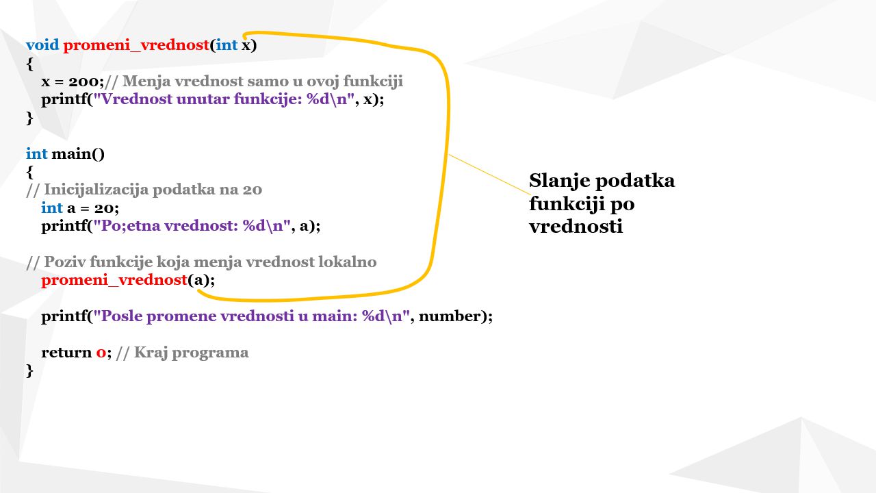 Primer „zamene vrednosti podataka“ - po vrednosti