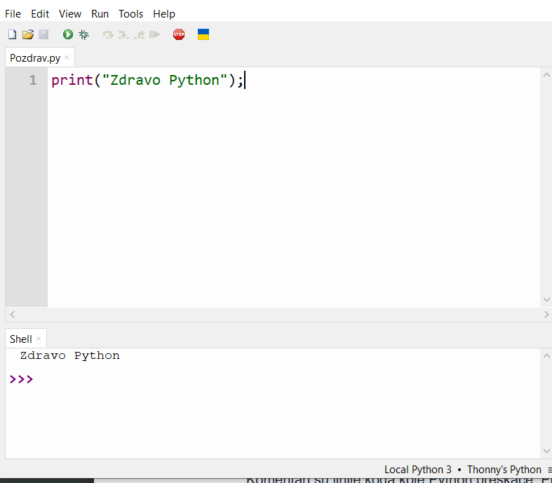  Prvi program u Python-u, u Tommy razvojnom okruženju