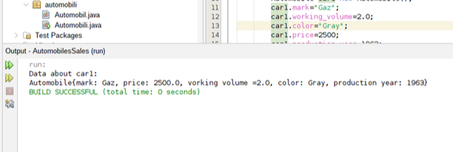 objects in java example: Project AutomobilesSales-execution