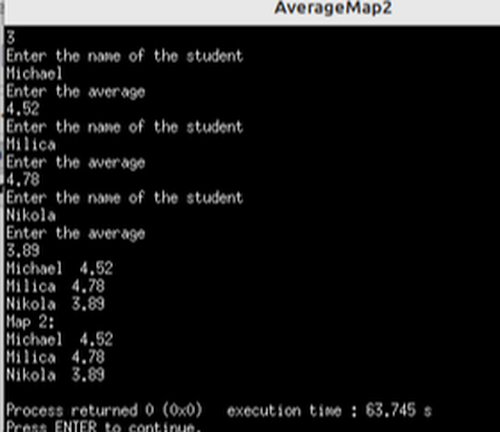 Overwriting elements from one map to another - program execution