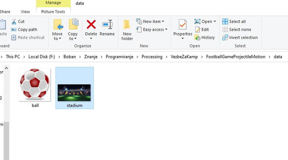 Figure 2: Adding images in processing. Data folder