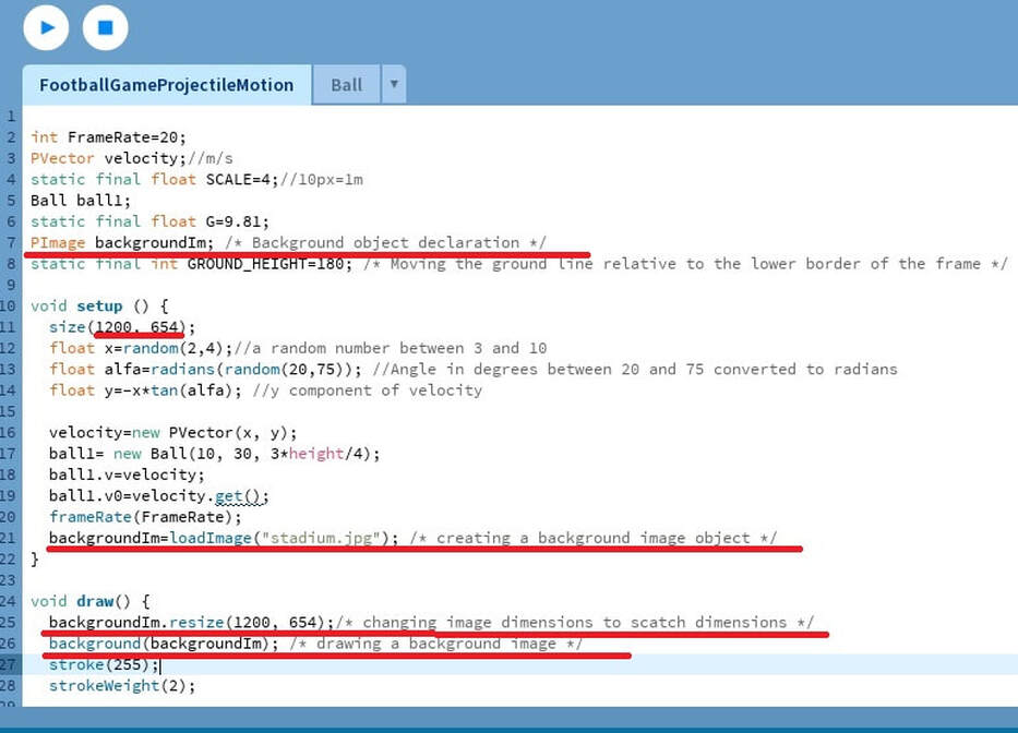 Adding a background image in processing