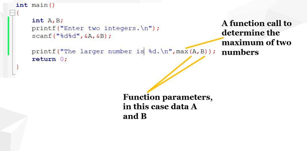 Figure 3: Determining the maximum of two integers-main functions