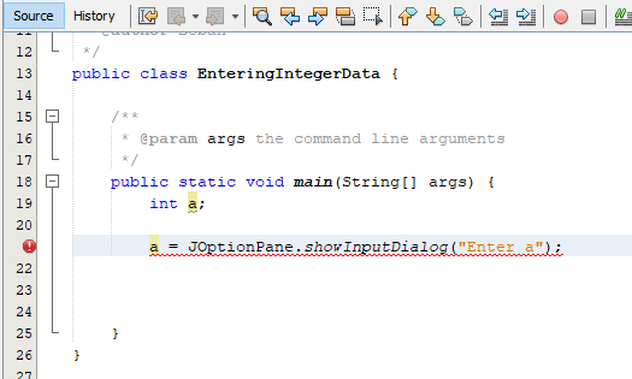  Input dialog. Input dialogue. Entering integer data