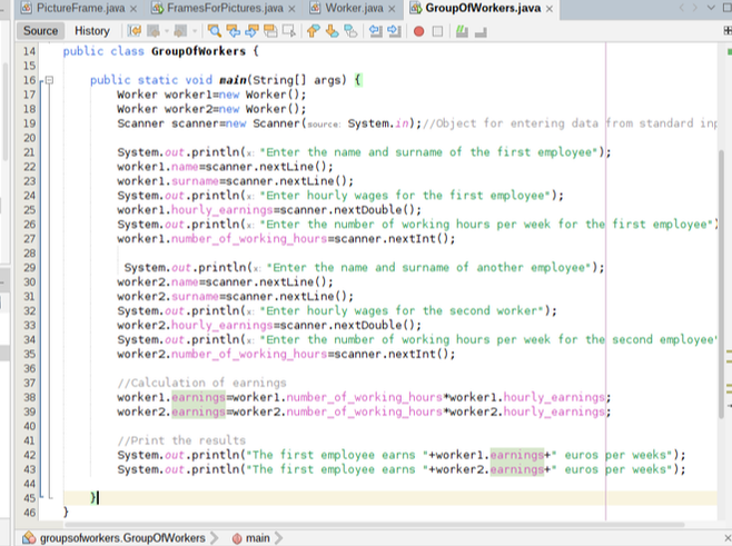 Class in JAVA: Class named GroupsOfWorker