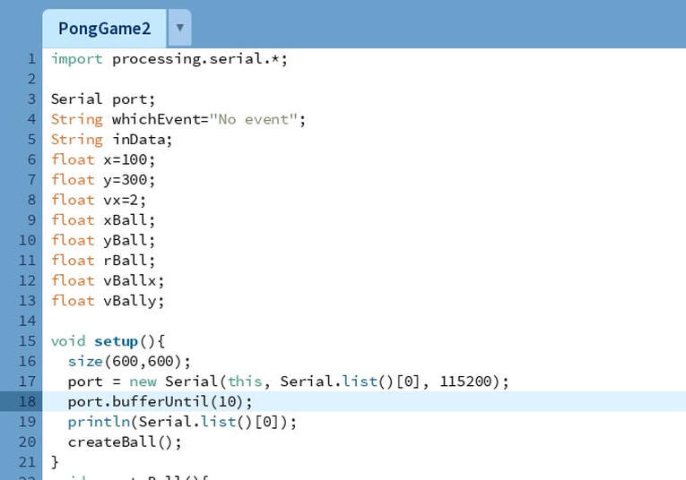 Pong game - Code in processing - variables