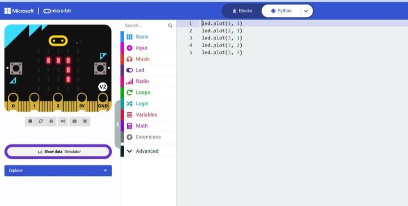 Programiranje mikrobit uređaja - Rešenje primera u micropython-u: Paleta LED primer crtanja obrnutog slova G(ćiriličnog)