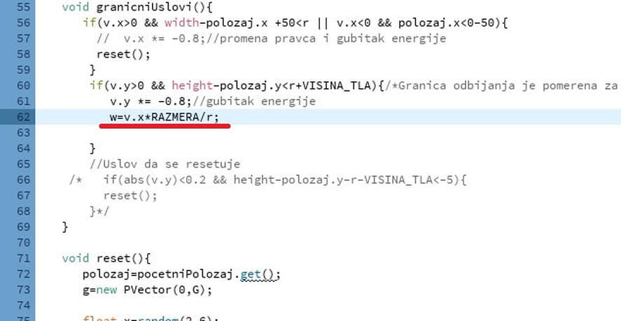 Processing -Fudbal igrica, Izračunavanje ugaone brzine.