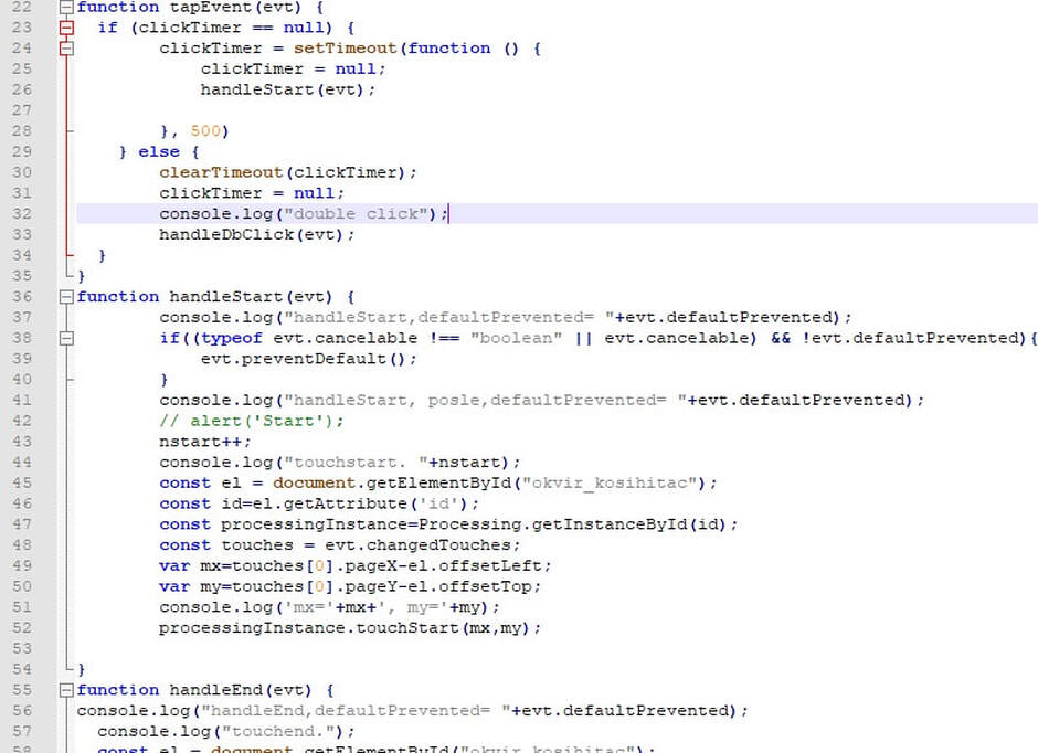 Analiza klizanja tela niz strmu ravan primer koda -main.js (2). Metode tapEvent i handleStart