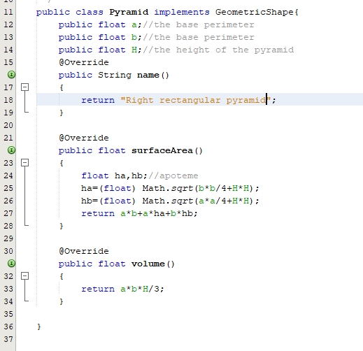 Figure 4: Implementation in Pyramid class