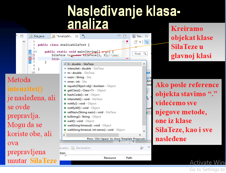  Nasleđivanje klasa, prikaz osobina i metoda objekta 