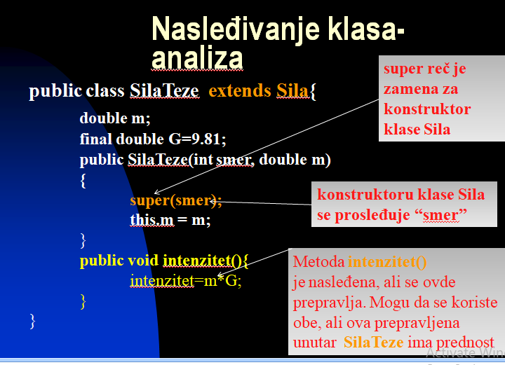 Nasleđivanje klasa-Sila teže