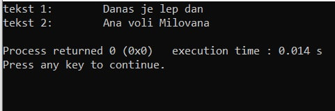  Stringovi i pokazivači-primer u C jeziku-izvršenje